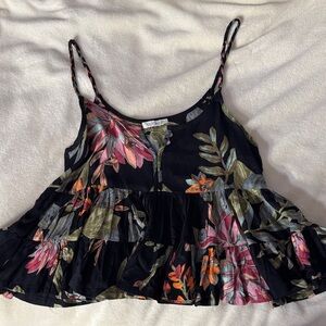 Floral Black Sleeveless Top